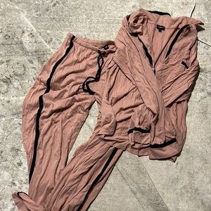 Cosabella pink long sleeve pajamas with black piping, size small